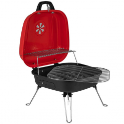 Gratar pe carbuni Muhler 1003819, 41 x 41 x 40 cm, Grill zincat, Capac, Rosu