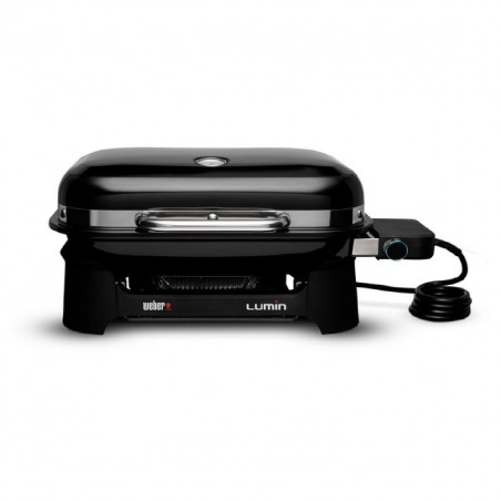 Gratar electric Weber Lumin Compact WB91010979DL, 2200 W, 315 °C MAX, Grill din fonta emailate cu portelan, Negru