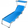Muhler 1001728 C2013 Sun Lounger with Canopy, 188 x 56 x 25 cm, Weight Capacity: 100 kg, Foldable, Blue