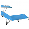 Muhler 1001728 C2013 Sun Lounger with Canopy, 188 x 56 x 25 cm, Weight Capacity: 100 kg, Foldable, Blue