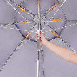 Umbrelă de plajă Muhler YL1039, 200x200 cm, protecție UV, cadru din oțel, înclinare reglabilă, violet