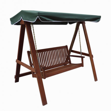 Muhler Meranti kerti hinta, 168×168×123 cm, 180 kg-ig, Shorea fa, napellenző, zöld/barna