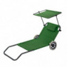 Set of 4 Muhler 1005988 Sun Loungers with Canopy, 147 x 52 x 24 cm, Up to 90 kg, Foldable, Casters, Green