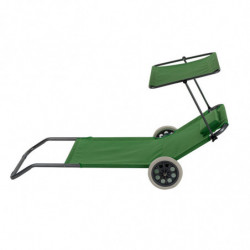 Set of 4 Muhler 1005988 Sun Loungers with Canopy, 147 x 52 x 24 cm, Up to 90 kg, Foldable, Casters, Green