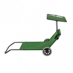 Set de 4 șezlonguri cu copertină Muhler 1005988, 147 x 52 x 24 cm, până la 90 kg, pliabil, cu roți, verde