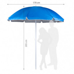 Umbrelă de plajă Muhler 2111, 170 x 205 cm, protecție UV, cadru din oțel, înclinare reglabilă, albastru