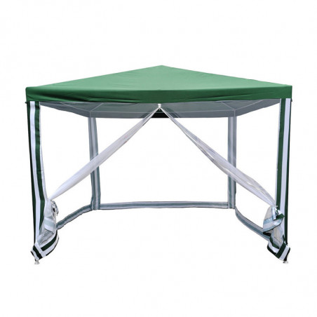 Τέντα κήπου Muhler G1015-NET, 300x300 εκ., Πλευρικά δίχτυα, Πράσινο/λευκό