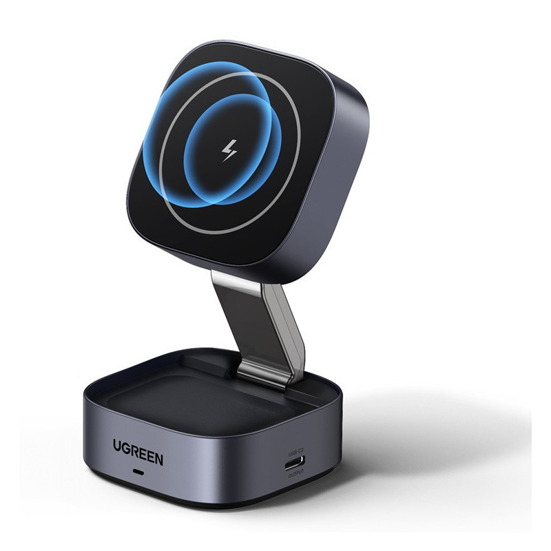 UGREEN W526 3-in-1 indukciós vezeték nélküli töltő, maximális teljesítmény 25 W, MagSafe, 7,5 W/iOS, USB-C, fekete