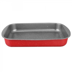 Tava de copt Oliver Voltz Florence OV51222B35S, 35x24x5,5 cm, Acoperire marmura, Fara PFOA, Rosu