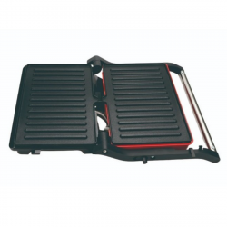 Oliver Voltz OV51442R Panini Sandwich Toaster, 1000W, Non-stick Plates, 180° Opening, Drip Tray, Red