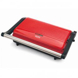 Сандвич тостер Panini Oliver Voltz OV51442R, 1000W, Незалепващи плочи, Отваряне на 180°, Тавичка за мазнина, Червен