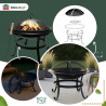 Kinghoff KH 2030 Garden Fire Pit, Steel, Spark Guard, Suitable for Cooking, Black
