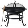 Kinghoff KH 2030 Garden Fire Pit, Steel, Spark Guard, Suitable for Cooking, Black