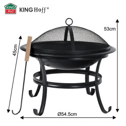 Focar de gradina Kinghoff KH 2030, Otel, Capac anti-scantei, Potrivit si pentru gatit, Negru