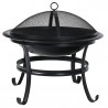 Kinghoff KH 2030 Garden Fire Pit, Steel, Spark Guard, Suitable for Cooking, Black