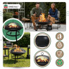 Kinghoff KH 2030 Garden Fire Pit, Steel, Spark Guard, Suitable for Cooking, Black