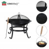 Kinghoff KH 2030 Garden Fire Pit, Steel, Spark Guard, Suitable for Cooking, Black