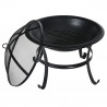 Kinghoff KH 2030 Garden Fire Pit, Steel, Spark Guard, Suitable for Cooking, Black