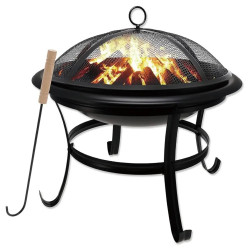 Kinghoff KH 2030 Garden Fire Pit, Steel, Spark Guard, Suitable for Cooking, Black