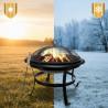 Kinghoff KH 2030 Garden Fire Pit, Steel, Spark Guard, Suitable for Cooking, Black
