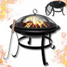 Kinghoff KH 2030 Garden Fire Pit, Steel, Spark Guard, Suitable for Cooking, Black
