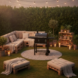 Klausberg KB 9034 faszénnel működő grill, kémény, szabályozható szellőzés, hamutartó fiók, hőmérő, görgők, acél, fekete