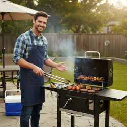 Klausberg KB 9034 faszénnel működő grill, kémény, szabályozható szellőzés, hamutartó fiók, hőmérő, görgők, acél, fekete