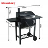 Gratar pe carbuni Klausberg KB 9034, Cos de fum, Ventilatie reglabila, Sertar pentru cenusa, Termometru, Roti, Otel, Negru
