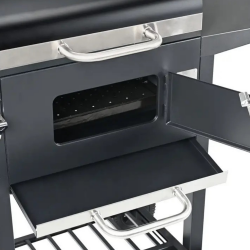 Klausberg KB 9034 faszénnel működő grill, kémény, szabályozható szellőzés, hamutartó fiók, hőmérő, görgők, acél, fekete