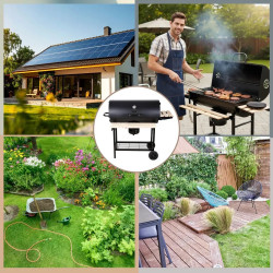 Klausberg KB 9033 faszénnel működő grill, zárható fedél, hőmérő, oldalsó tálcák, hamutartó fiók, görgők, acél, fekete