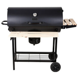 Klausberg KB 9033 faszénnel működő grill, zárható fedél, hőmérő, oldalsó tálcák, hamutartó fiók, görgők, acél, fekete