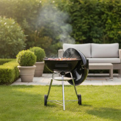 Kinghoff KH 2033 faszénnel működő grill, szabályozható szellőzés, kerekek, acél, fekete