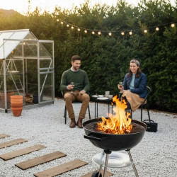 Μπάρμπεκιου με ξυλοκάρβουνα Kinghoff KH 2033, Ρυθμιζόμενος αερισμός, Ρόδες, Ατσάλι, Μαύρο