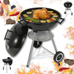 Kinghoff KH 2033 Charcoal Grill, Adjustable Ventilation, Casters, Steel, Black