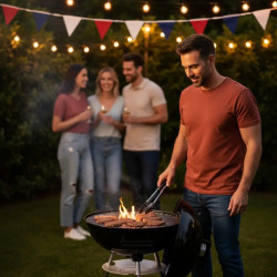 Kinghoff KH 2033 faszénnel működő grill, szabályozható szellőzés, kerekek, acél, fekete