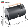 Kinghoff KH 2032 Charcoal Grill, Portable, Adjustable Ventilation, 180° Opening, Lockable Lid, Steel, Black