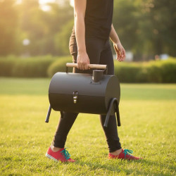 Μπάρμπεκιου με ξυλοκάρβουνα Kinghoff KH 2032, Φορητό, Ρυθμιζόμενος αερισμός, Άνοιγμα 180°, Κάλυμμα με κλείδωμα, Ατσάλι, Μαύρο