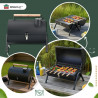 Kinghoff KH 2032 Charcoal Grill, Portable, Adjustable Ventilation, 180° Opening, Lockable Lid, Steel, Black