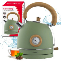 Klausberg KB 9008 Electric Kettle, 2200W, 1.8 L, 360° Base, Water Level Indicator, Thermometer, Green