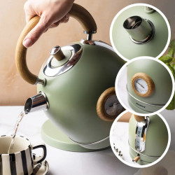 Klausberg KB 9008 Electric Kettle, 2200W, 1.8 L, 360° Base, Water Level Indicator, Thermometer, Green