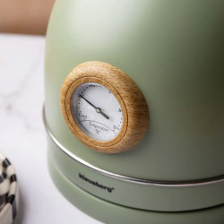 Klausberg KB 9008 elektromos vízforraló, 2200 W, 1,8 l, 360°-ban forgatható talp, vízszintjelző, hőmérő, zöld