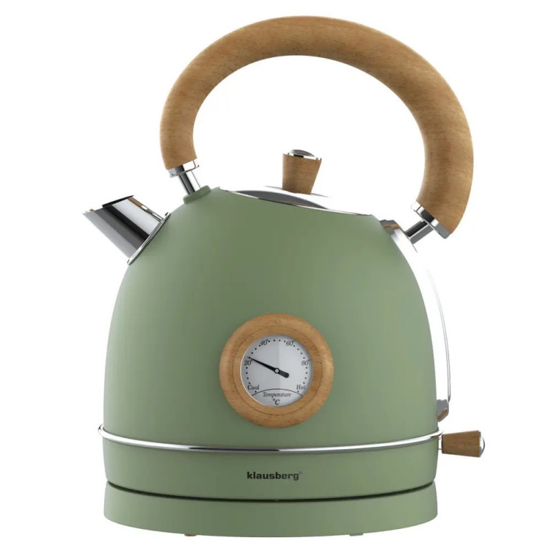 Klausberg KB 9008 Electric Kettle, 2200W, 1.8 L, 360° Base, Water Level Indicator, Thermometer, Green