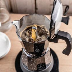 Cafetiera moka electrica Moka Klausberg KB 7998, 500 W, 6 cesti, Element de incalzire incorporat, Supapă de siguranta, Negru