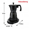 Klausberg KB 7998 Electric Moka Pot, 500W, 6 cups, Built-in heating element, Safety valve, Black marble