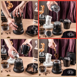 Klausberg KB 7998 Electric Moka Pot, 500W, 6 cups, Built-in heating element, Safety valve, Black marble