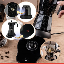 Ηλεκτρική καφετιέρα μόκα Klausberg KB 7998, 500 W, 6 φλιτζάνια, Ενσωματωμένη θερμαντική αντίσταση, Βαλβίδα ασφαλείας, Μαύρο μάρμαρο