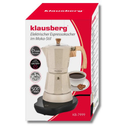 Ηλεκτρική καφετιέρα μόκα Klausberg KB 7999, 500 W, 6 φλιτζάνια, ενσωματωμένη θερμαντική αντίσταση, βαλβίδα ασφαλείας, μπεζ μαρμάρινο