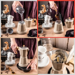 Cafetiera moka electrica Moka Klausberg KB 7999, 500 W, 6 cesti, Element de incalzire incorporat, Supapa de siguranta, Bej