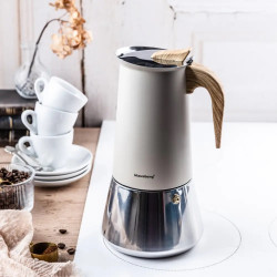 Klausberg KB 7997 Moka Pot, 600 ml, 12 cups, Safety Valve, Stainless Steel, Induction, Beige