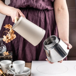 Καφετιέρα εσπρέσο-μόκα Klausberg KB 7997, 600 ml, 12 φλιτζάνια, Βαλβίδα ασφαλείας, Ανοξείδωτο ατσάλι, Για επαγωγικές εστίες, Μπεζ